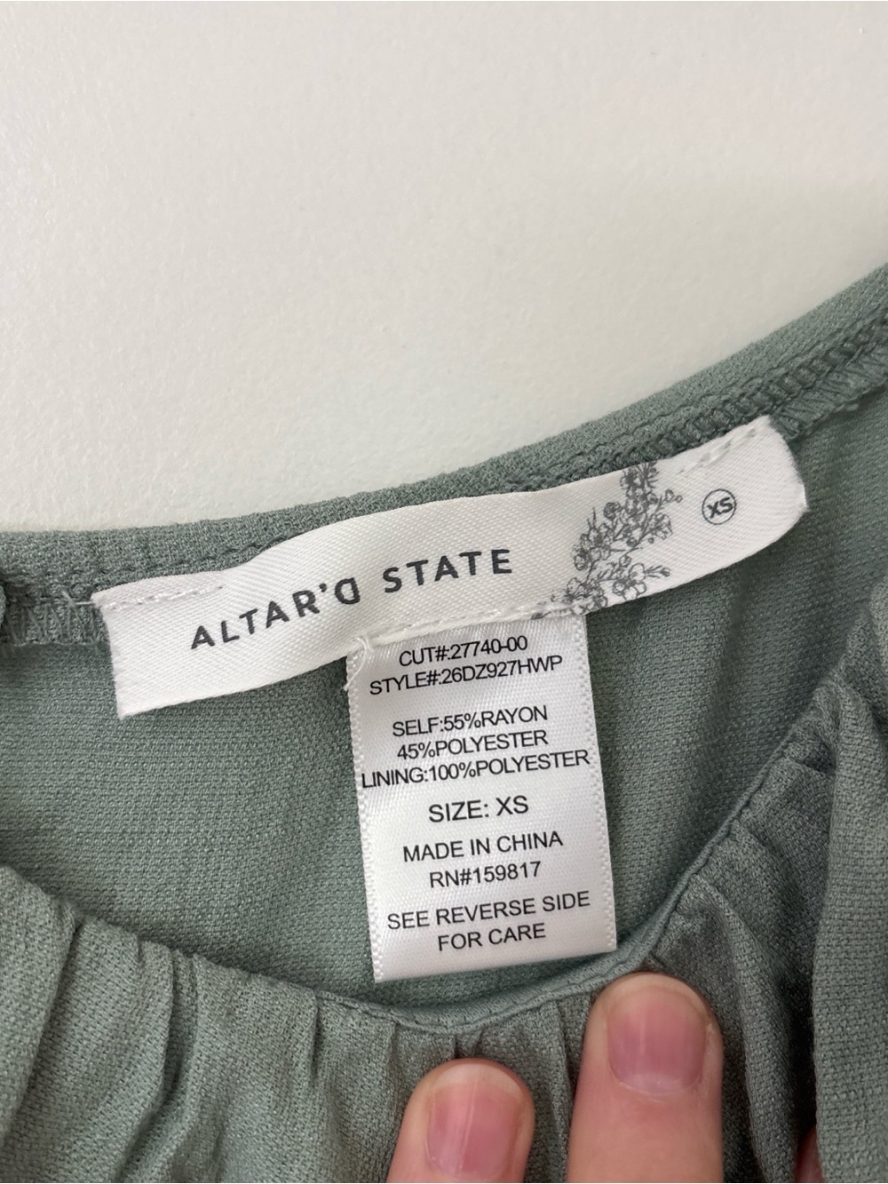 Altar'd State Sage Green Puff Sleeve Mini Dress - Picture 3 of 3
